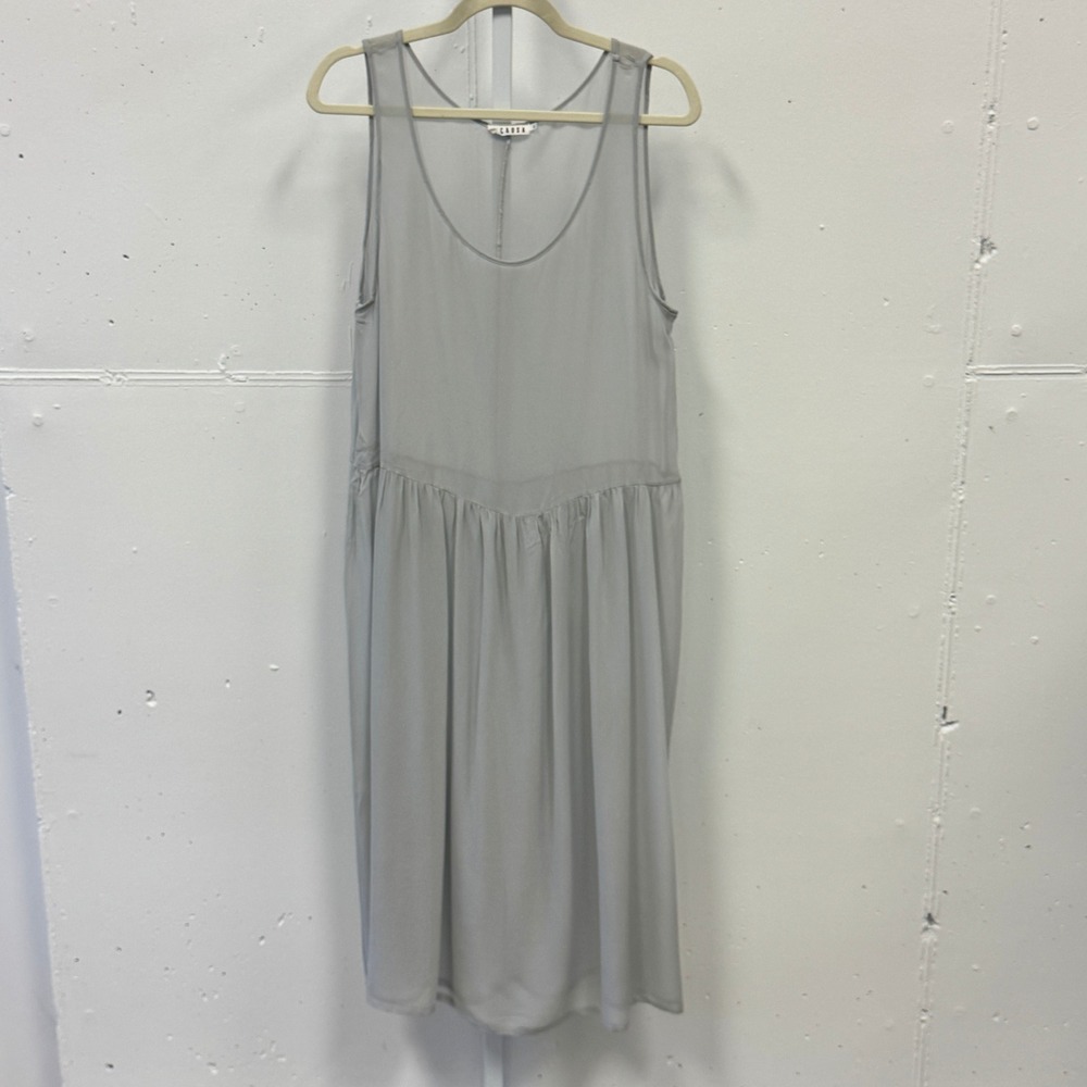 LACAUSA Grey Sleeveless Dropped Waist Midi‎ Dress Semi Sheer Size Small LA310151